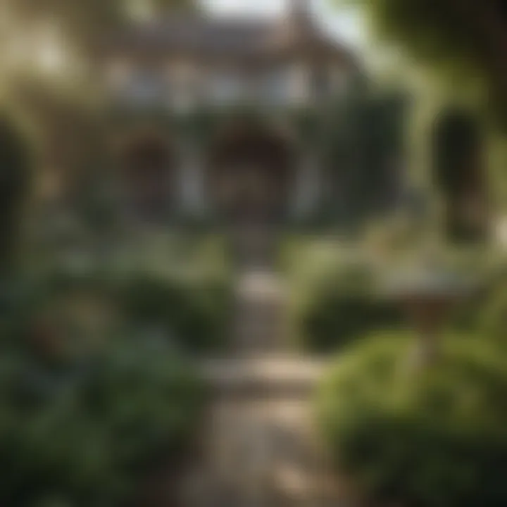 The elegant design of Highgarden surrounded by lush gardens