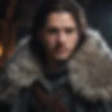 Jon Snow in his iconic direwolf cloak