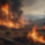 A vivid portrayal of wildfire engulfing a battlefield in Westeros, symbolizing destruction and chaos.