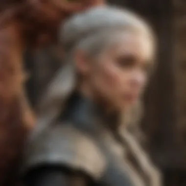 Artistic representation of Daenerys with intricate dragon motifs