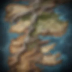 A detailed map of Westeros showcasing the key locations from the series