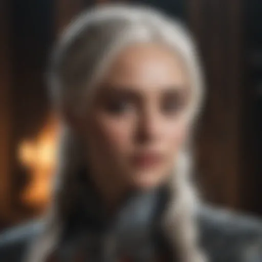 Portrait of Baela Targaryen in her regal attire, embodying the essence of House Targaryen