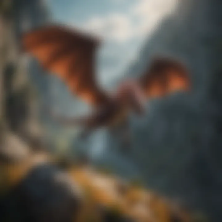 A majestic dragon soaring through a vibrant fantasy landscape