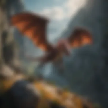 The Majestic Flight of Dragons A majestic dragon soaring through a vibrant fantasy landscape