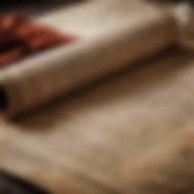 Ancient Scroll of Prophecies A close-up of an ancient scroll depicting prophecies