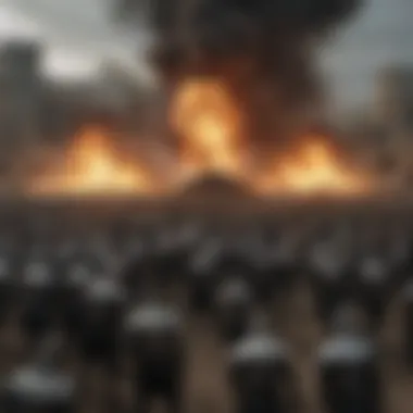 A Pivotal Battle in Westeros Artistic depiction of a crucial battle scene in Westeros