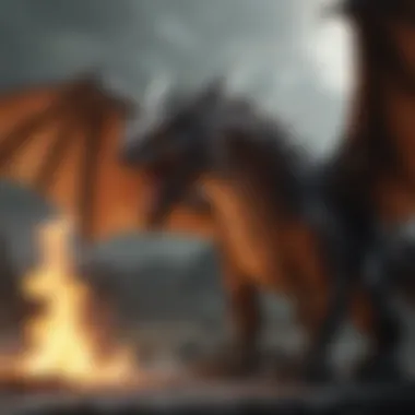 A fiery dragon soaring over the skies of Westeros