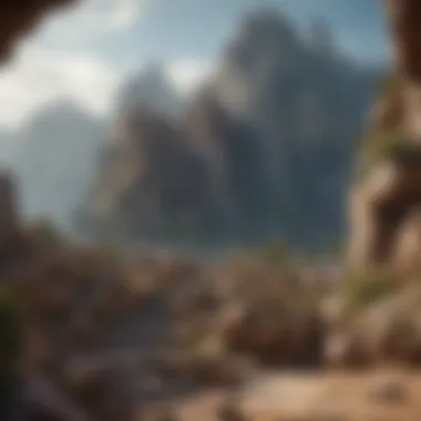 The Enigmatic Ancient Lair Ancient dragon lair nestled in a rocky landscape