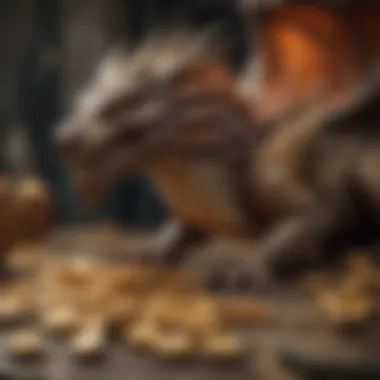 Illustration of a dragon guarding its treasures