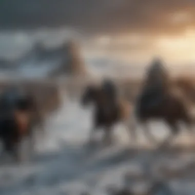 Pivotal Battle in Westeros Artistic depiction of a pivotal battle scene showcasing conflict