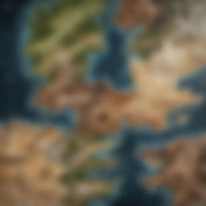 Map showcasing the regions of Westeros