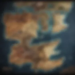 A mystical map of Westeros highlighting key locations from the series