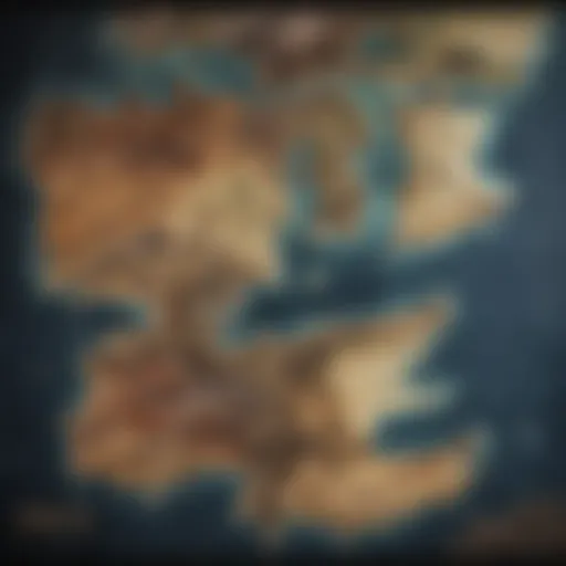 A mystical map of Westeros highlighting key locations from the series