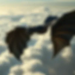 A majestic dragon soaring above the clouds, symbolizing power and dominance
