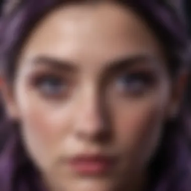 Mystical Character with Violet Eyes A mystical character with captivating violet eyes, symbolizing intrigue.