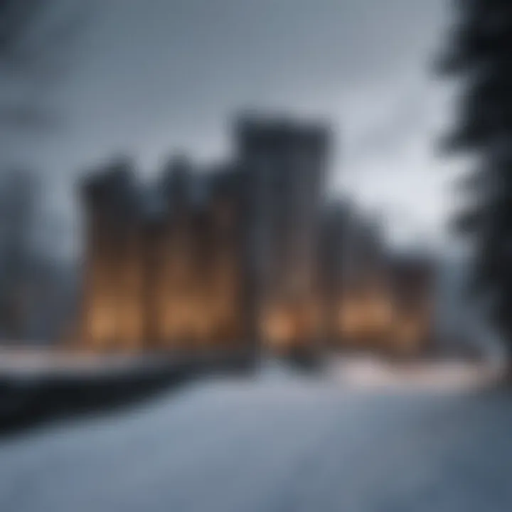 Winterfell, the ancestral home of House Stark, shrouded in snow