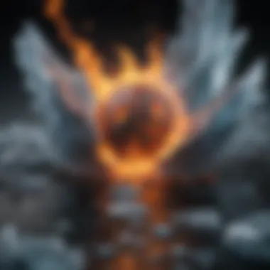 Colliding Elements of Fire and Ice Fire and ice elements colliding in a mesmerizing visual representation