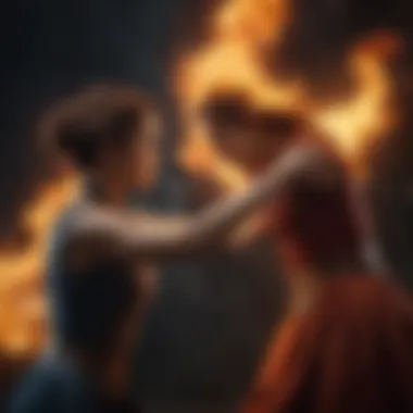 Passionate Dance of Flames Flames dancing passionately on a dark background