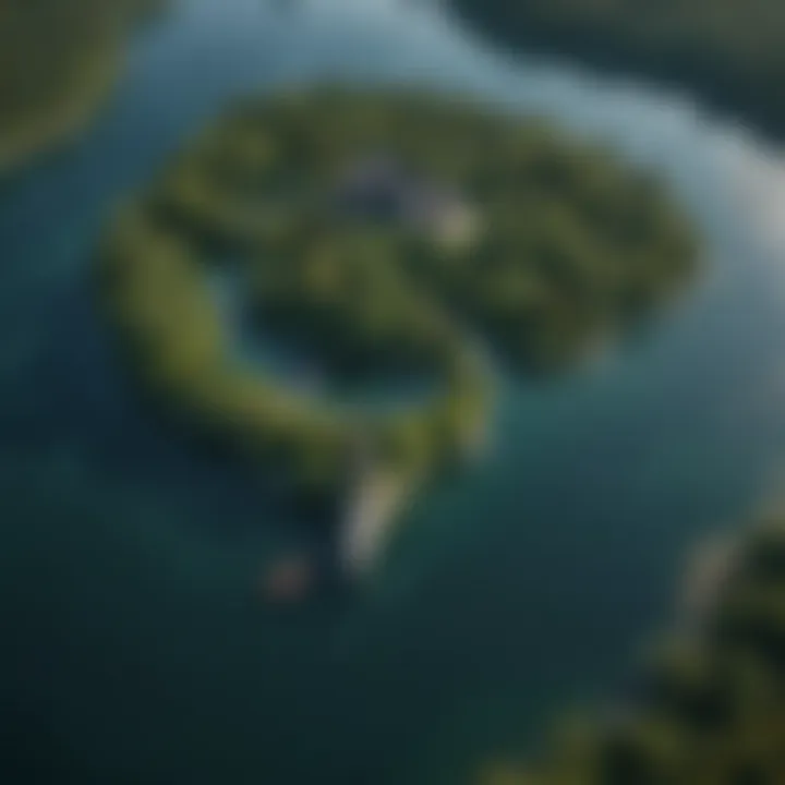 Aerial view of the Thousand Islands showcasing lush greenery and sparkling waters