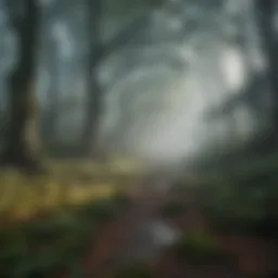 A mystical forest shrouded in mist, evoking a sense of enchantment.