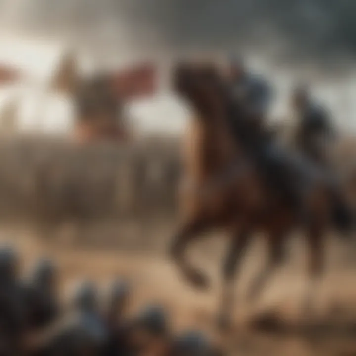 Epic battle scene in the Game of Thrones universe with armies clashing and banners flying high