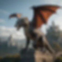 A majestic dragon soaring over a medieval castle