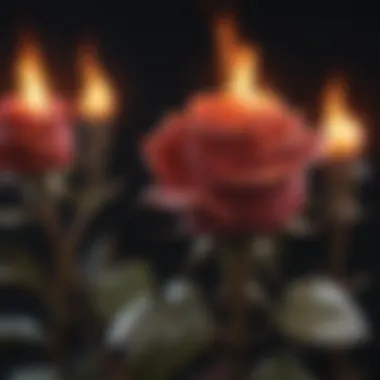 Enigmatic Elegance of Fire Rose Flames dance around a crimson rose