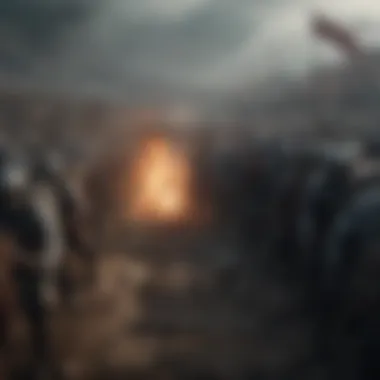 Detailed artwork depicting a vivid scene from the Battle of the Bastards