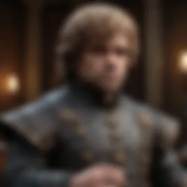 A striking statue of Tyrion Lannister reflecting his wit and intelligence amidst the chaos of the realm.