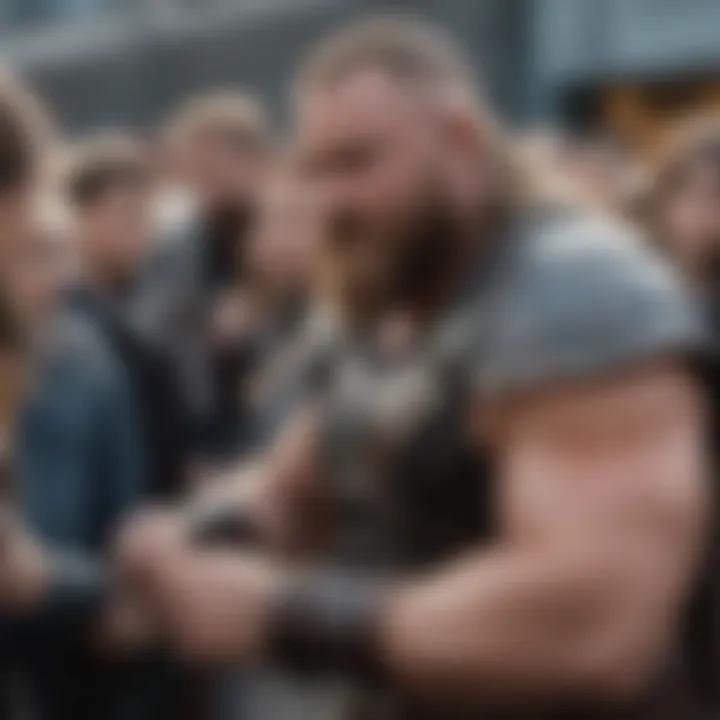 Hafthor Bjornsson engaging with fans at an event