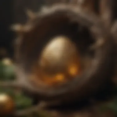 The Enchantment of the Dragon Egg A mystical dragon egg resting in a nest of shimmering gold and jewels