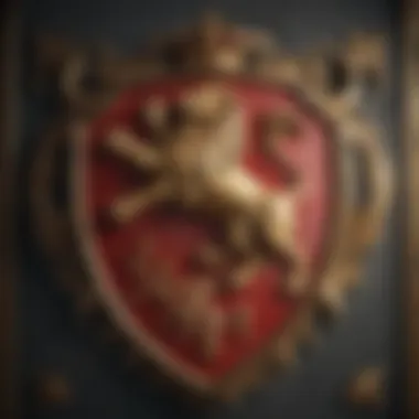 House Lannister Crest - The Golden Lion An artistic representation of House Lannister's crest with a golden lion.