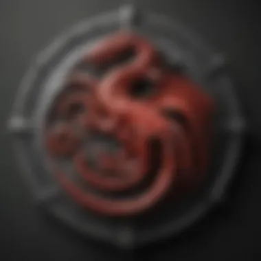 Illustration of House Targaryen's emblem showcasing a three-headed dragon.