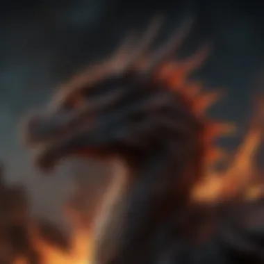 Enigmatic dragon silhouette against a fiery backdrop