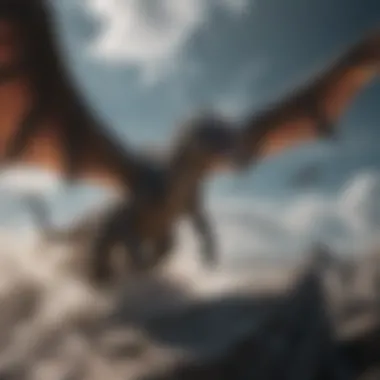 A dragon soaring through the clouds symbolizing power and dominance