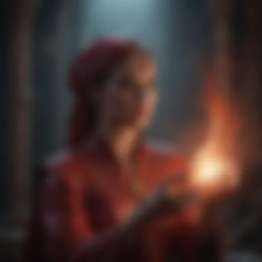 Mysterious Red Priestess casting a spell