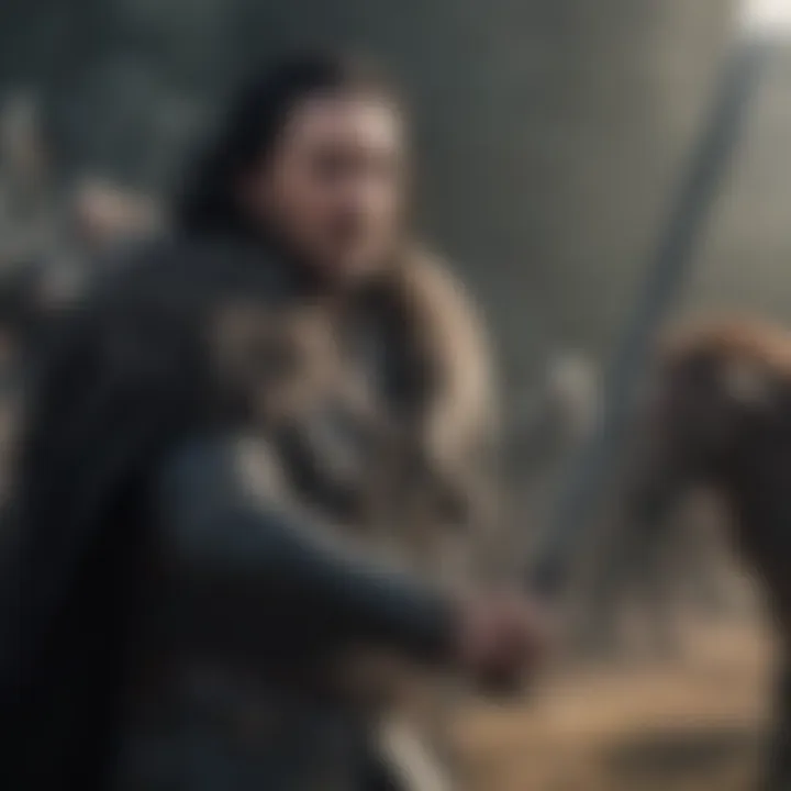 Jon Snow wielding Longclaw in battle