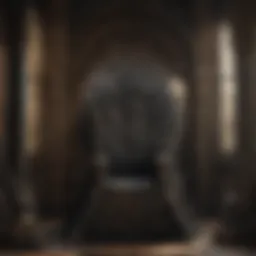 The Iron Throne surrounded by the sigils of the great houses