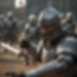 Knight in Armor Engaged in Battle