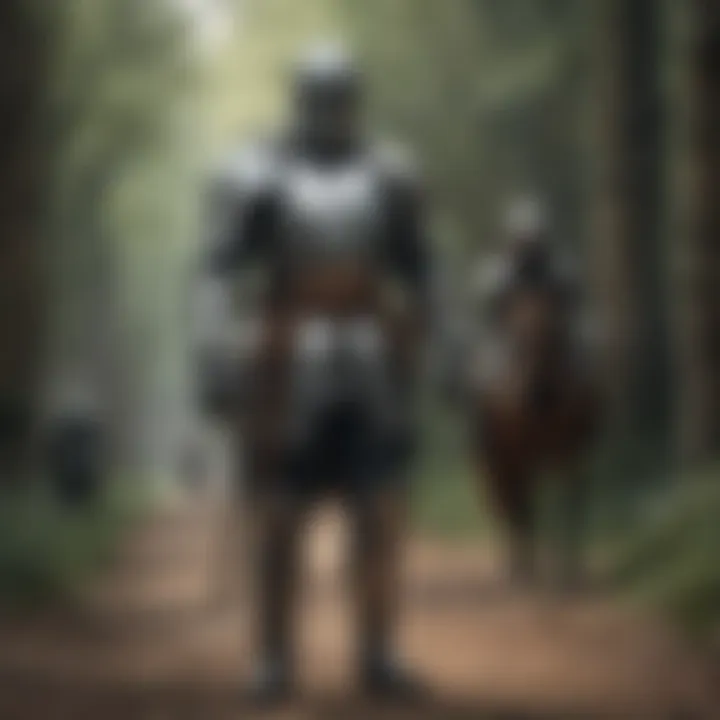 Knight in Armor Upholding Feudal Honor