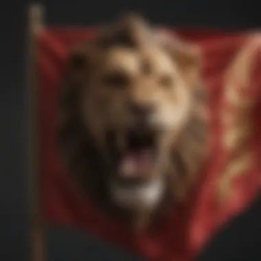 Lion's Roar: House Lannister's Regal Flag Intricate Lion Flag of House Lannister