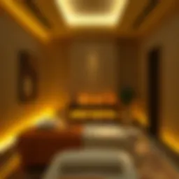 Serene treatment room with ambient lighting and aromatherapy