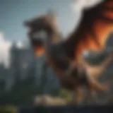 Majestic dragon flying over a castle