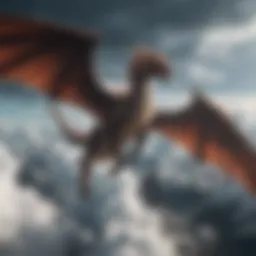 Majestic dragon soaring through the clouds