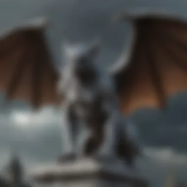 Storm Herald of the Skies Majestic Gargoyle against stormy sky