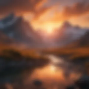 Mountains Bathed in Radiance Sunset over a mountain range casting a warm glow