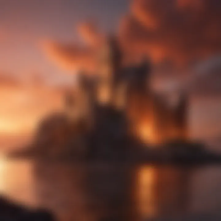 Red Keep's majestic towers under the fiery sunset