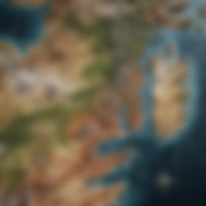 Map of Westeros with key Game of Thrones locations