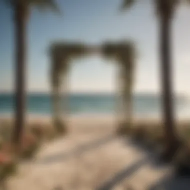 Contemporary Beach Wedding Setup A serene beach wedding setup with floral arrangements