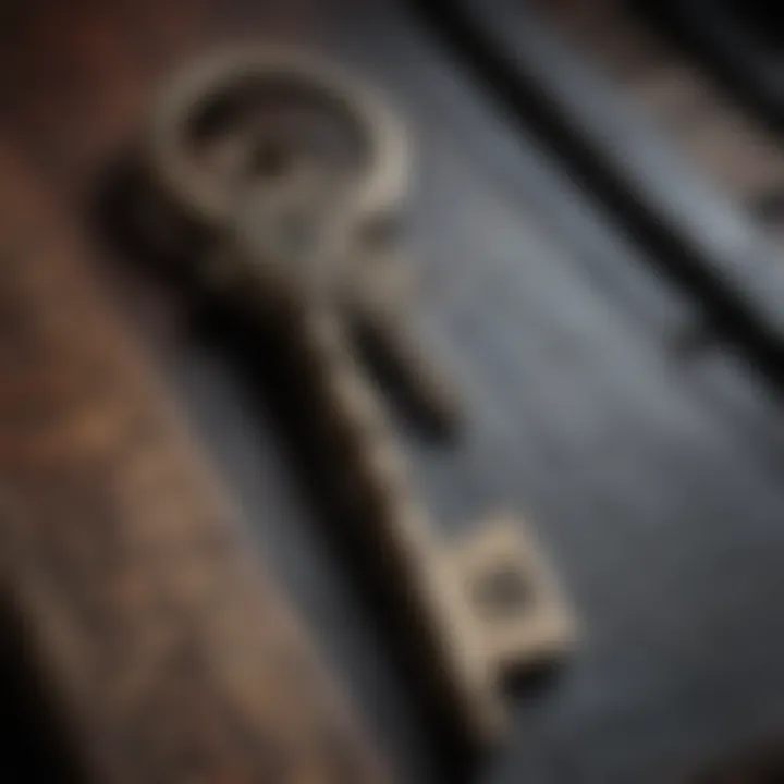 Old Key with Intricate Carvings and Mysterious Aura